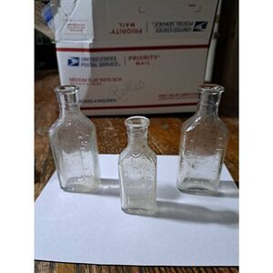 Antique Vintage 3 Illinois Glass Apothecary Medicine Bottles Decor Halloween